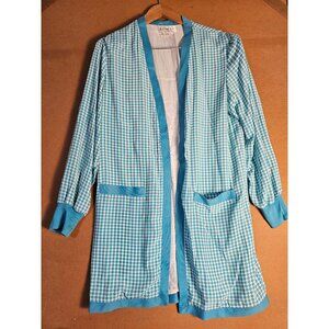 La Chine Open Front Jacket Plus Size 8 Teal White Polkadot Galinda Wang Vintage